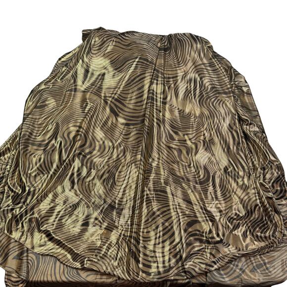 Mac Duggal Couture Metallic Gold Lame Abstract Animal Print Evening Gown Size 2 - Picture 7 of 12